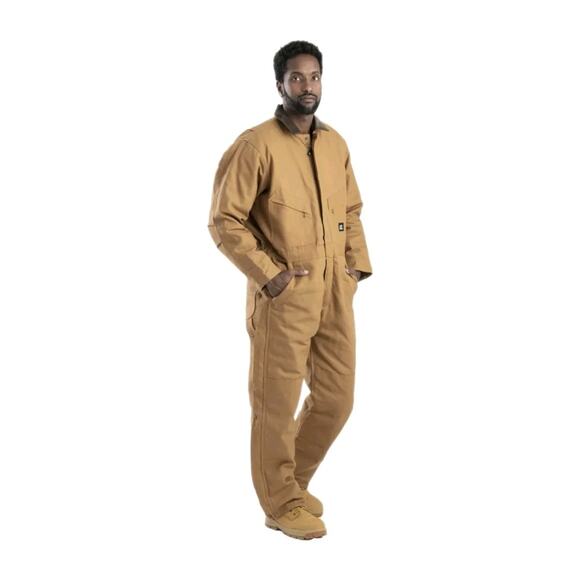 Berne Men’s Duck Insulated Coveralls Size 3XL Tan 56-58 Chest 1417BD Quilted - Picture 4 of 15